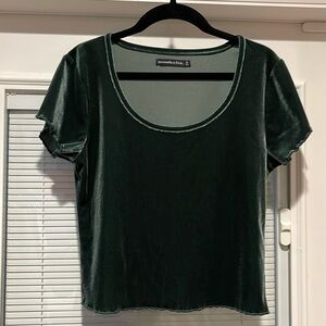 Abercrombie & Fitch Green Velvet Scoopneck Crop Shirt
